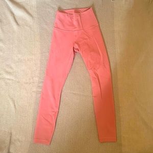 Pink Lululemon wunder train high rise 25 inch leggings